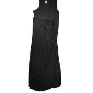 Heimish USA Maxi Dress Womens L Black Sleeveless With Wrap Detail Rayon/Spandex